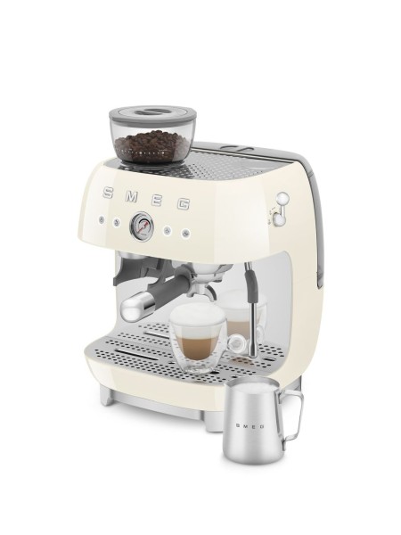 SMEG Retro Espressomaschine mit Mahlwerk Creme