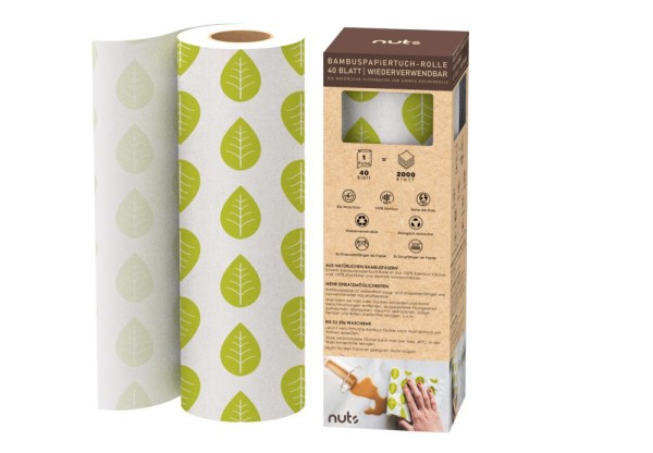 Nuts Innovations Bambus Papier Küchenrolle 40 Blatt