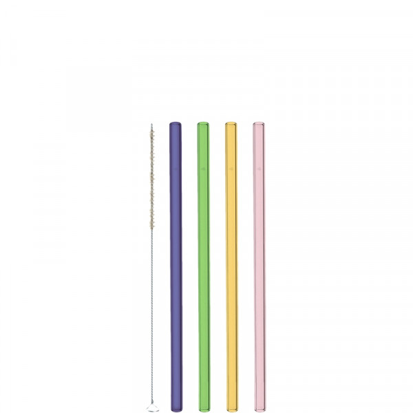 Leonardo Glas-Trinkhalme 20 cm 4er-Set mit Bürste farbig