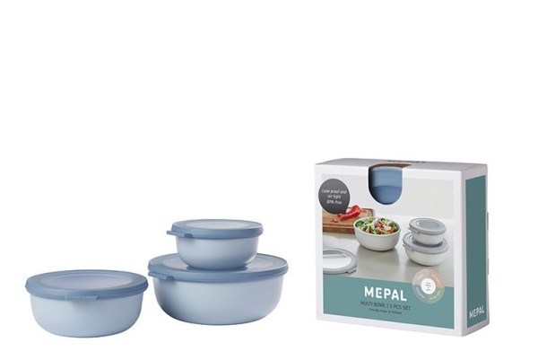 Mepal Cirqula Multi Bowl Nordic Blue Multischüssel 3er-Set 350+750+1250 ml