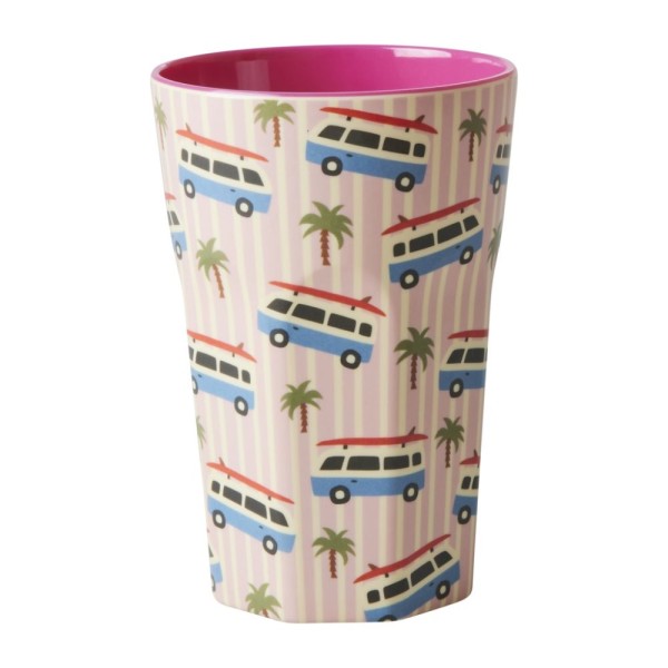 Rice Two Tone Pink Cars Print Melamin Becher Groß