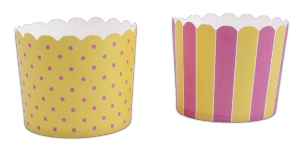 Städter Cupcake Papier-Backform Maxi Sonnengelb-Rosa 12er-Set